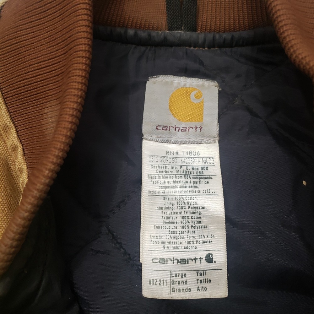 Vintage Carhartt Vest Mens Large Tall Brown Full Zip Diamond Quilted Workwear - Picture 5 of 10